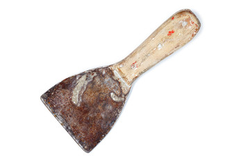 Old trowel on a white background