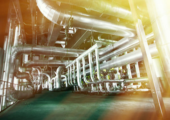 Industrial zone, Steel pipelines, valves and pumps