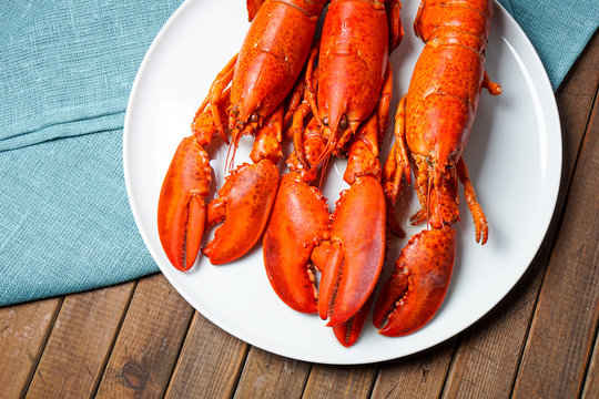 Cooked red Lobsters