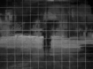Fototapeta na wymiar Wall tiles black with A man Shadow, Reflection abstract bacgroun