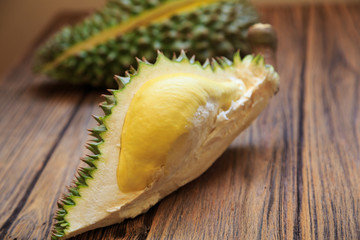 Durian Fruit on wood table