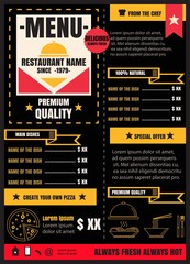 Brochure or poster Restaurant  food menu with Chalkboard Backgro