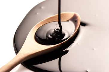 Chocolate flow isolated on white background