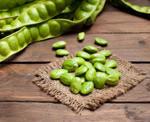 Parkia speciosa bean background , bitter bean. on wooden.