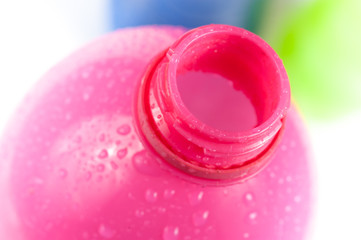 Empty color Plastic bottles, isolated on white