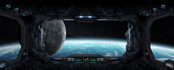 View of planet Earth from inside a space station