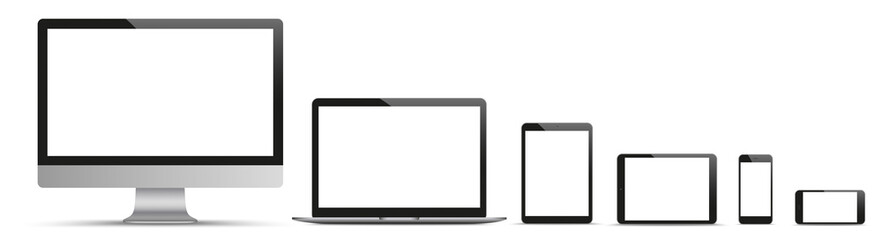 Black Monitor Notebook Tablet Smartphone Set Headline