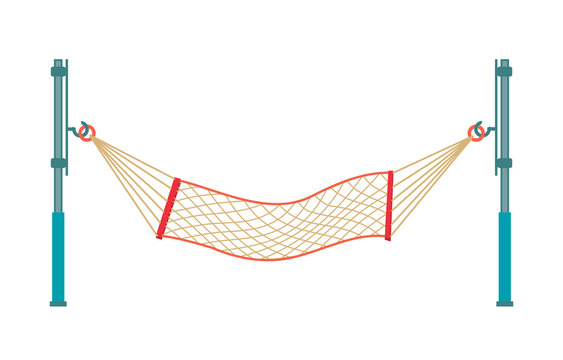 Travel concept with a hammock in a beach in isolated. Vector fla