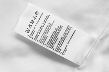 Washing instructions label