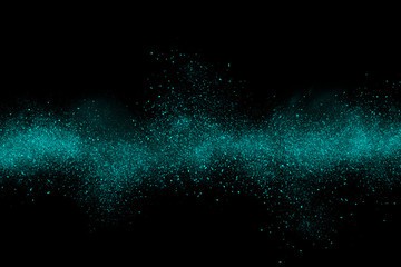 Cyan abstract powder explosion on a black background - 113667695