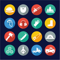Lumberjack Icons Flat Design Circle