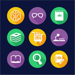 Library Icons Flat Design Circle