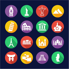 Landmarks Of The World Icons Flat Design Circle