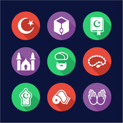 Islamic Icons Flat Design Circle