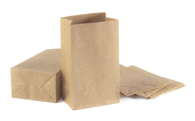 Brown Paper Bag Opened on a White Background