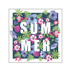 Floral Summer Greeting Card Design.