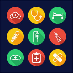 Hospital Icons Flat Design Circle