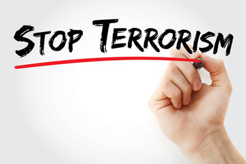 Hand writing Stop Terrorism with marker, concept