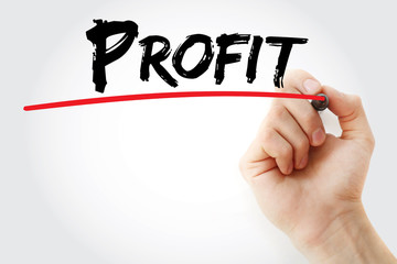 Hand writing PROFIT with marker, business concept