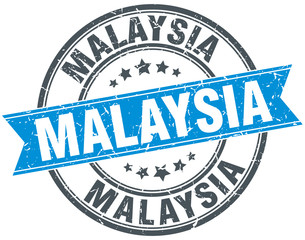 Malaysia blue round grunge vintage ribbon stamp