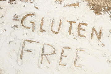 Harina sin gluten. Escrito. Vista superior