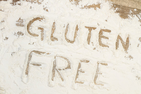 Harina sin gluten. Escrito. Vista superior