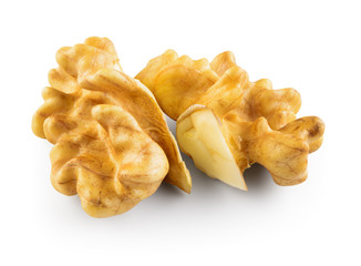Walnut kernel isolated on white background. With clipping path.