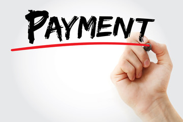Hand writing PAYMENT with marker, business concept