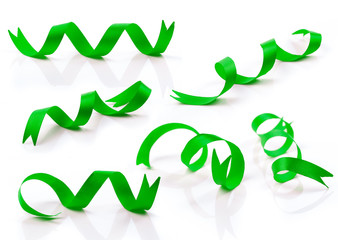 fabric Green ribbon on a white background