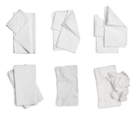 White Paper Napkins Isolated on White Background.