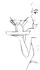 Foto auf Acrylglas Serveerster met dienblad met cocktails © emieldelange