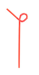 Red drinking straw isolated on white background