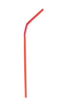 Red drinking straw isolated on white background