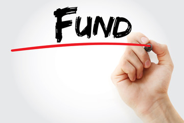 Hand writing FUND with marker, business concept