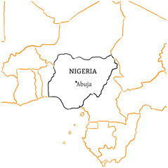 Nigeria hand-drawn sketch map