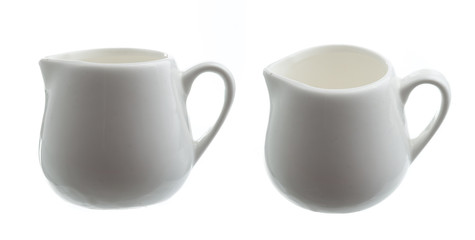 white ceramic milk pot on a white background