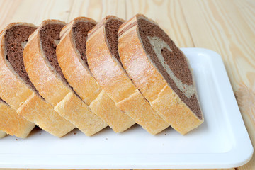 Freshly bread, Whole wheat bread baked at home very healthy, Two Tone Rye Bread.