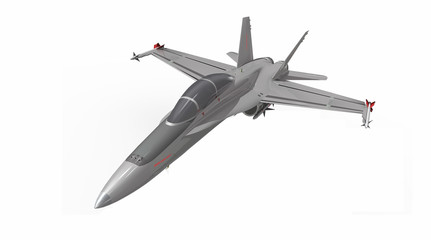 Fototapeta na wymiar 3D Militärjet, Kampfflugzeug freigestellt