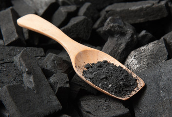 Black particles charcoal