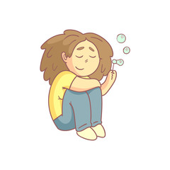 Woman Blowing Soap Bubbles