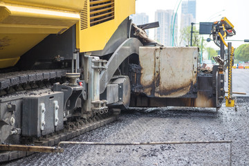 Obraz premium detail of road roller on road