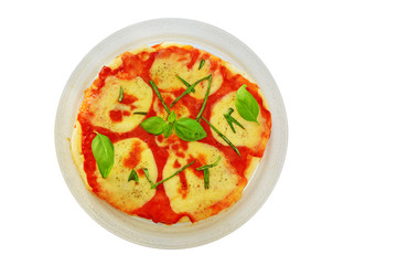 Pizza margherita isolated on white background