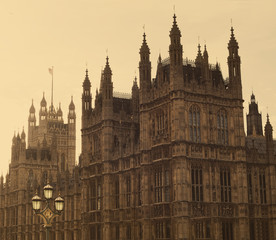 Fototapeta na wymiar The Houses of Parliament and Westminster Bridge. London, England