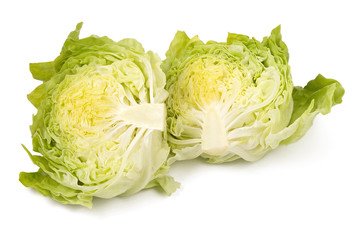 cut of iceberg lettuce bunch isolated on white background