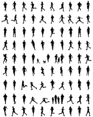 Black silhouettes of runners, vector