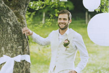 Garden Wedding Groom