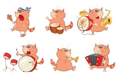 Illustration of a Set of a Cute Cartoon Cats for you Design. Cartoon Character