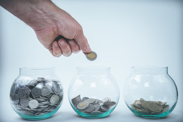 Money in a hand, saving,  money box