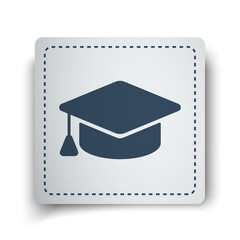 Black Graduation Cap icon on white sticker