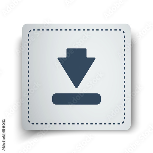 "Black Download icon on white sticker" Stock image and royalty-free